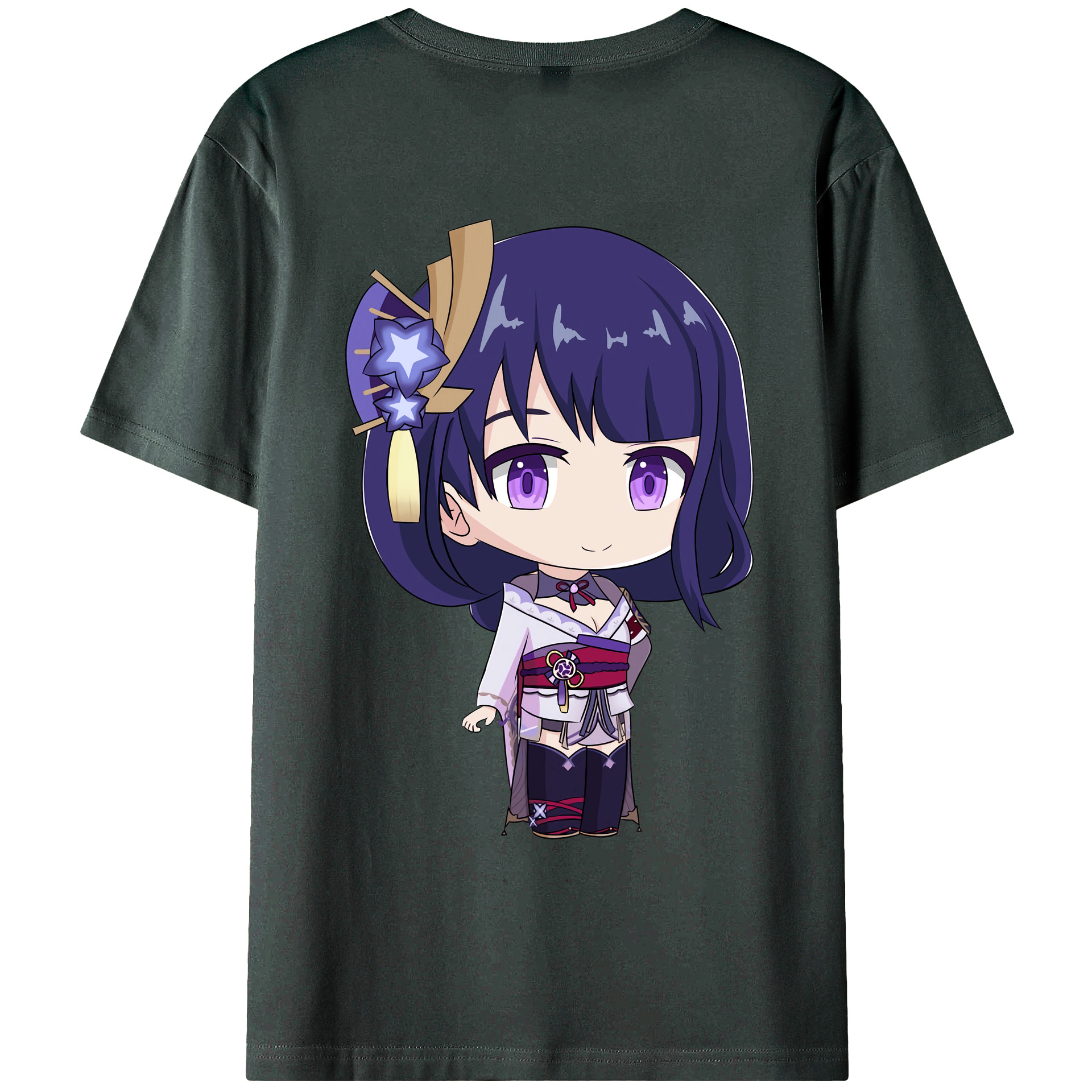 げんし神 雷電将軍 らいでんしょうぐん genshin Raiden Shogun 綿100％ メンズ半袖Tシャツ（バックプリント） 通気性